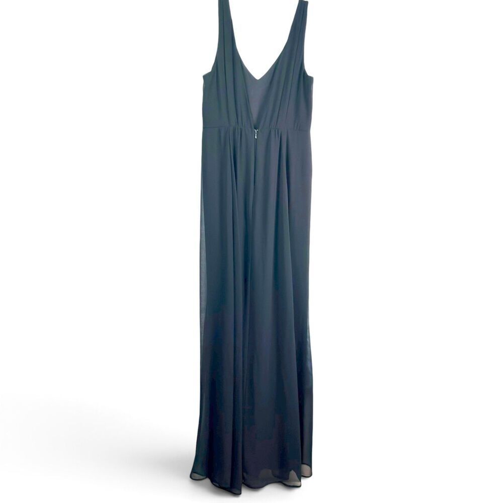 show me your mumu black chiffon maxi dress sleeveless v neck zip back size large - Picture 3 of 9